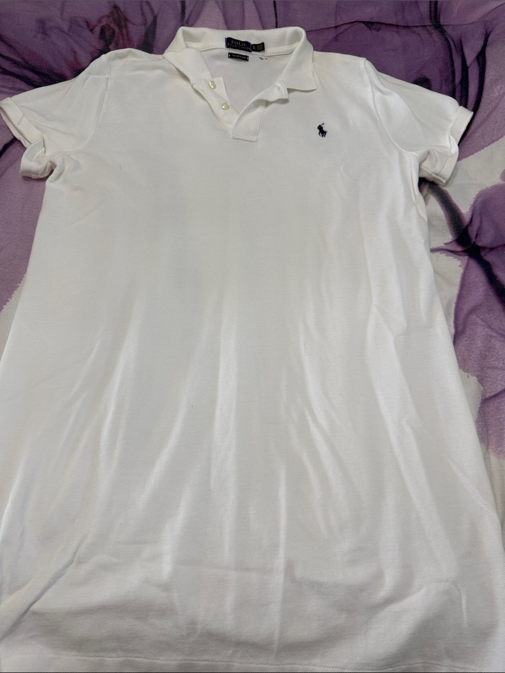 Ralph Lauren White Polo with Navy Pony Embroidery